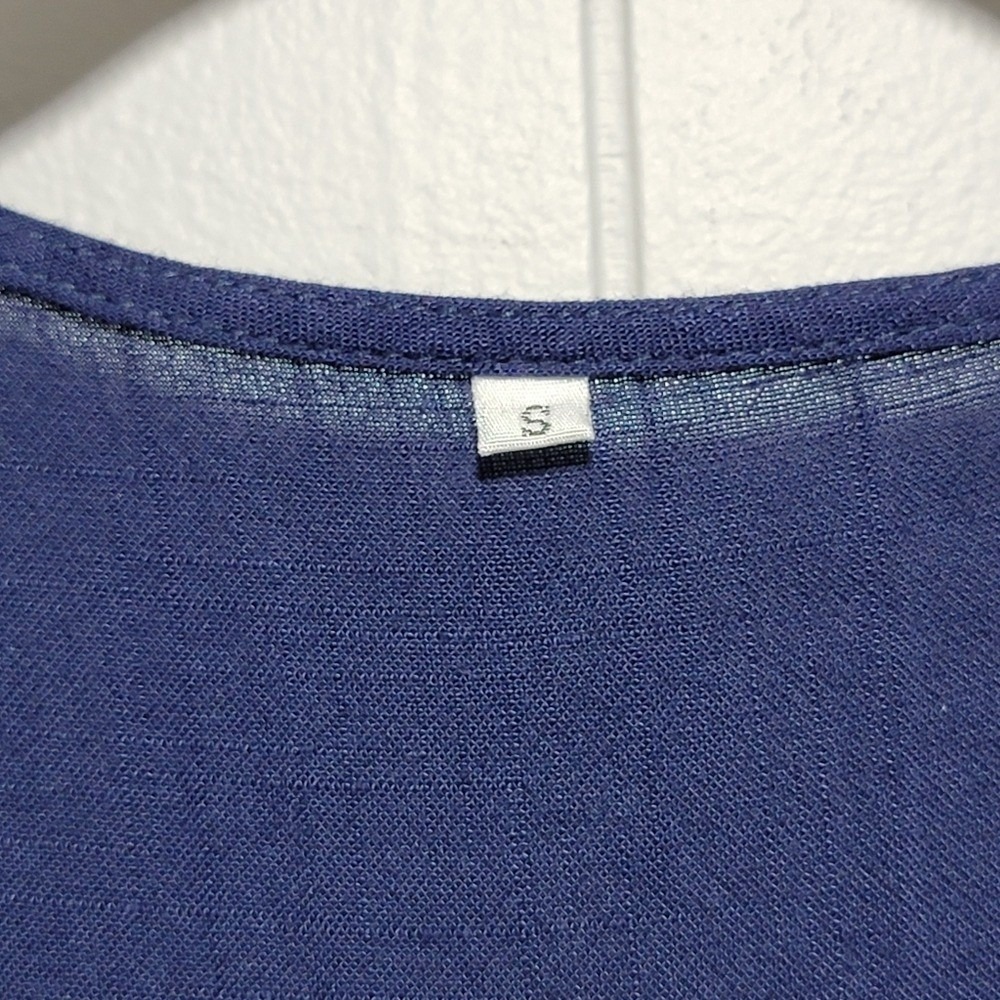 Navy Blue Button-Front Short Sleeve Dress‎ - Picture 2 of 5